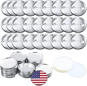 150 Pcs Round Button Parts Blank Button Making Supplies Metal Button Badge Sets for Button Maker Machine, Include Metal Shells Metal Back Cover Clear Film Components (Silver, 58 mm/ 2.28 Inch)