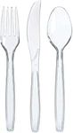 Prestee 600 Plastic Silverware Set - 200 Plastic Forks, 200 Plastic Spoons, 200 Plastic Knives - Heavy Duty Bulk Disposable Flatware Plastic Utensils Set - Christmas & Holiday Party Supplies