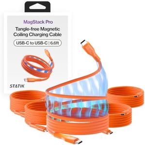 Statik MagStack Pro USB C to USB C Cable, Magnetic Type C Charger Fast Charging Cord, On The Go Magnetic Charging Cable for Car, Compatible with 16 Pro Max, 15, Galaxy S21, Orange 100W 6FT, 5 Pack
