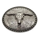 Xwest Silver Longhorn Texas Bull Belt Buckle Cowboy Western Buckles