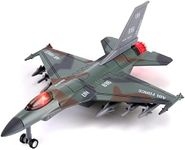 Liberty Imports F-16 Fighter Jet Falcon Diecast Military Toy Vehicle - 1:400 Scale Air Force Pullback Metal Alloy Aircraft Model with Flashing Lights and Sound