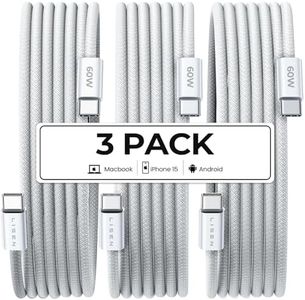 LISEN USB C to USB C Cable Charger for Certified 60W 3-Pack 2M USBC to USBC Cable USB Type C Cable for Charging Cable iPhone 16 15 14 Pro Max Plus Samsung S24/23 iPad Pro Air Mini MacBook M3/2023 Air