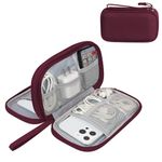 Simpolor Cable Organiser Bag, Double-Layer Electronics Accessories Bag Organiser for Cables, Universal Carry Travel Gadget Bag for Cables, Power Bank, USB Drive, Charger Hard Disk (A-Wine Red)