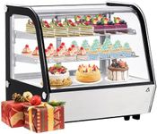 Refrigerated Display Case Countertop 4.2 Cu. Ft Commercial Display Refrigerator, Pastry Refrigerator w/LED Light Air-cooling Automatic Defrost Rear Sliding Door for Cafe Restaurant Countertop/Floor