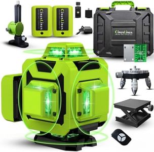 Laser Level - CinusLinus Laser Level 360 Self Leveling with 165Ft Green Laser Level Self Leveling, 4x360° Cross Line Laser for Construction and Picture Hanging, DIY or Professional Job Site