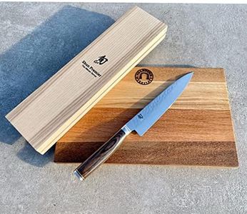 Kai TDM-1701 Shun Premier Tim Mälzer - Cuchillo japonés multiusos (hoja de damasco de 15 cm, con martillo y tabla de cortar, tabla de madera de barril de 25 x 15 cm, VK: 199)