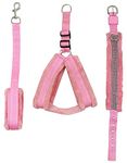 Cavalry Nylon and Soft Fur Dog Collar Leash Harness Set (Small, Pink)