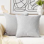 Home Brilliant Grey Cushion Cover 65x65 Decorative Decoration Linen Burlap Large Cushion Covers for Couch Patio, 65cm, 26 inch, 2 Pcs, Light Grey