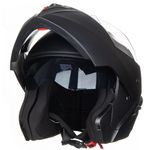 Flip-Up Motorcycle Helmet Dual Visor Sun Shield Flip up Modular Motocross DOT Approved Helmets (Matt Black, Large)