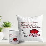 ASHVAH I Love You Quote Coffee Mug and Cushion Combo (Pack of 2) Valentines Day Gift for Wife, Husband, Boyfriend, Girlfriend, Sorry Gift for Girlfriend Love