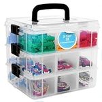 Bins & Things Stackable Storage Container with 18 Adjustable Compartments - Clear - Craft Storage/Craft Organizers and Storage - Bead Organizer Box/Art Supply Organizer