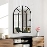 GLASHOM Arched Wall Mirror,20x30 inch Window Mirror Decor Wall Mounted,Black Frame Window Pane Mirror Arch Mirror Farmhouse for Living Room Bedroom Entryway Hanging or Leaning Against Wall…