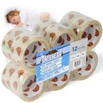 TAPEBEAR No Noise Packing Tape, Upgraded High Transparency 2.6mil x 1.88" x 55Yards Quiet Packaging Tape Refill Rolls, Heavy Duty Shipping Tape for Sealing, Storage, Moving, 12 Rolls, Total 660Yards