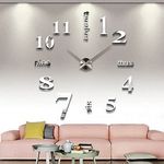 Large DIY Wall Clock, Modern 3D Frameless Wall Clock with Mirror Numbers Stickers for Home Office Living Room Bedroom Wall Decoration