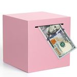 Adults Piggy Bank Must Break to Open, Unbreakable Stainless Steel Piggy Bank for Adults, Metal Savings Box for Cash Saving (Pink, 4.72 inch)