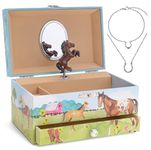 Jewelkeeper Horse Music Box & Little Girls Jewellery Set - 3 Horse Gifts for Girls