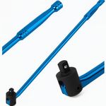 Autojack 600mm Breaker Bar 1/2 Inch Heavy Duty, Socket Wrench, Square Drive Flexi Knuckle for Removing Wheel Nuts, Blue Chrome Finish