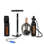 SMACO Scuba Tank & Snorkel Mask Diving Gear for Diver Mini Diving Tank Oxygen Cylinder with 15-20 Minutes Capability Diving Oxygen Underwater Breathing Device 1L Diving & Snorkeling Equipment (black, L/XL)