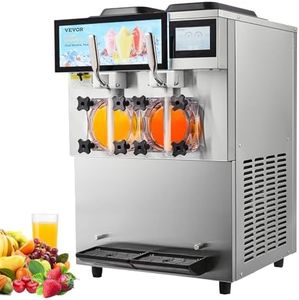 VEVOR Commercial Slushy Machine, 2 x 12L / 3.17 Gal Double Tanks, Cool and Freeze Modes, Stainless Steel Margarita Smoothie Frozen Drink Maker, Slushie Machine for Party Cafes Restaurants Bars Home