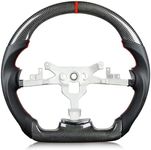 TESFEEL Steering Wheel for Chevy Corvette C6 2006-2011 Carbon Fiber Nappa Perforated Leather D-shaped Flat-bottom for Corvette C6 Accessories Replacement for Chevrolet Corvette C6 Z06 ZR1