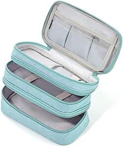 Large Capacity Pen Pencil Case Stationery Storage Large Handle Pen Pouch Bag 3 Layers Pen Pencil Organizer Bag with Double Zipper, Cosmetic Bag for College Students Men Women Girls Adults (Blue)