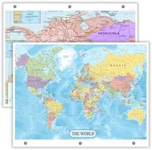 World Map & Colombia Map Reference Page – Laminated, Double-Sided 3-Ring Binder Insert – Durable Gloss Geography Chart for (10 Pack)