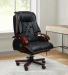 Lakdi The Furniture Co High Back Leatherette Wooden Chair | Director Chair | Office Chair | Revolving Chair - Black Chair