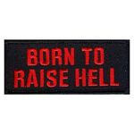 Motohog Embroidered Iron & Sew on Patch for Jacket (Born to Raise Hell, Red) 4x1.9 inches