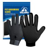 Upgrade Version DELOMO Pet Grooming Brush, Enhance Pet Grooming Glove with 255 Tips, Deshedding Glove for Dog and Cat, Left & Right Gentle De-Shedding Glove Brush, Black
