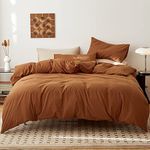 FANSTIVE Duvet Cover King Size, 100% Washed Cotton, Linen Like Super Soft and Breathable, 3 Pieces Burnt Orange Bedding Duvet Covers, Farmhouse Comforter Cover Set with Zipper Closure(No Comforter)