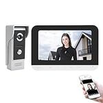 7 Inch Wired Video Door Intercom, Intelligent Video Door Phone Intercom System, Video Doorbell Intercom Doorphone with Night Vision Camera, APP Unlocking, Auto Snapshot/Record(US)