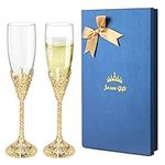 Jozen Gift Gold Champagne Flutes - 