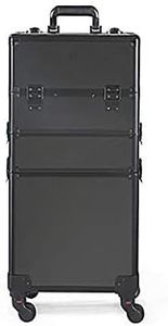 Adson Multipurpose Rolling Makeup Train Case Professional Lockable Artist Hairdressing Trolley Nail Technician Storage Vanity Cosmetic Luggage Travel Cabinet Salon Barber Stylist Equipment (Black)