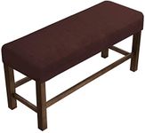 PrinceDeco Velvet Spandex Bench Covers for Dining Room - Soft Thick Velvet Bench Slipcover Bed Bench Cover Removable Washable Bench Seat Protector for Living Room, Kitchen, Bedroom (Large, Brown)