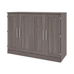 Bestar Pur 61W Full Cabinet Bed with Mattress in bark Grey