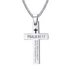 VNOX Cross Necklaces for Men Boys Christian Jewelry Religious Quote Baptism Prayer, Stainless Steel, No Gemstone