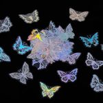 45PCS Glitter Butterfly Stickers, Holographic Waterproof Transparent Vintage Butterfly Decals Adhesive Decorative Sticker Label for Scrapbooking Journal Daily Planner Water Bottles Laptops