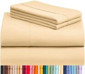 LuxClub 4 PC Sheet Sheets Deep Pockets 18" Eco Friendly Wrinkle Free Kids Fitted Sheets Machine Washable Hotel Bedding Silky Soft - Yellow Twin