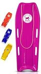 Back Bay Play 47in Snow Sled Racer - High Density Plastic Sled 2 Person Toboggan with Pull Rope & 4 Handles Snow Sleds for Kids and Adult