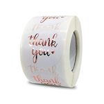 1.5 Inches Thank You Stickers, 500 Pcs Rose Gold Thank You Stickers Lables for Baking Packaging,Envelope Seals, Small Business,White Stickers Tags for Wedding,Birthday,Party Gift Wrap Bag