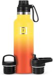IRON °FLASK Sports Water Bottle - 590 ml, 3 Lids (Spout Lid), Vacuum Insulated Stainless Steel, Hot Cold, Double Walled, Thermo Mug, Standard Metal Canteen (Fire)