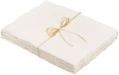 25 Sheets Watercolour Paper A4, 300 GSM Handmade Paper Deckled Edge Paper Cotton Paper White Textured Paper for Watercolors, Wedding Invitations, Cards, Crafts