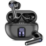 Wireless Earbuds, Bluetooth 5.4 Headphones Deep Bass Stereo Sound with Noise Cancellation Wireless Headphones with 50H Playback and LED Display,Wireless Earphones IPX7 Waterproof for Android/iOS Black