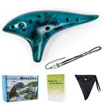 Ocarina 12 Tones Alto C with Song Book Neck String Neck Cord (Blue)