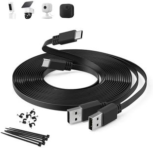 Itramax Flat USB A to Type C Charging Cord 30FT/2Pack,Extra Long USBC Power Extension Cable for Blink Mini 2/Outdoor 4,Ring Pan-Tilt Indoor Cam,Xiaomi Smart Camera C400,eufy SoloCam S340/S220,Black