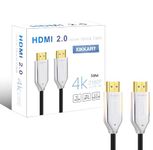 XIKKART HDMI Cable | 4K Fiber, HDMI to HDMI Cable | 50M, (AOC) Active Optical Cable, Ultra HD 2160P 18Gbps HDMI 2.0 Cord Supports 4K@60Hz, 10 HDR for TV, Laptop, PC, Projector (Black) 50Mtr