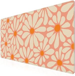 iCasso Desk Mat, Desk Matt for Desktop, Cute Desk Pad Mat, XXL Large Mouse Pad for Desk, Anti-Slip Big Mousepad with Stitched Edges, Keyboard Pad Mouse Mat for Computer, Work, Gaming (Orange Floral)