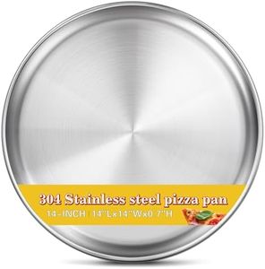 Yuiicaov Stainless Steel Pizza Pan 14 inch, Pizza Pan for Oven, Steel Pizza Tray, Thick Round Pizza Plate Pizza Baking Sheet, Easy Clean & Dishwasher Safe, Set of 1