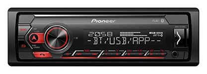 PIONEER 1-DIN receiver with Bluetooth, Red/White illumination, USB/3.5mm Jack, Spotify, Pioneer Smart Sync App and compatible with Apple and Android devices, Red/Black, MVH-S420BT