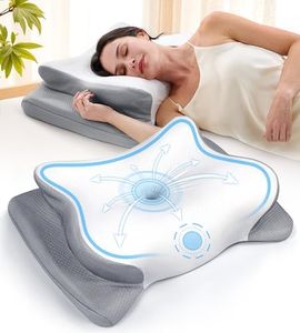 EKIFT Ease Now Cervical Neck Pillow for Pain Relief, Beauty Sleeping Cooling Pillow for Side Back Stomach Sleeper, Odorless Memory Foam Bed Pillows Deep Sleep,Ergonomic Orthopedic Contour Neck Support